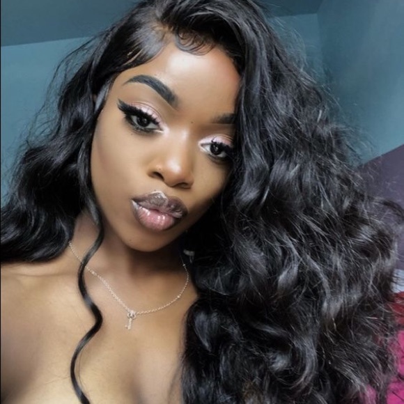 ♥️ BLACK 100% HUMAN  22” LOOSE WAVY LACE FRONT WIG